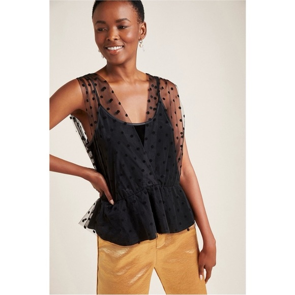 Eva Franco Anthropologie Sheer Dotted Velvet Top NWT Size Medium - Picture 4 of 6